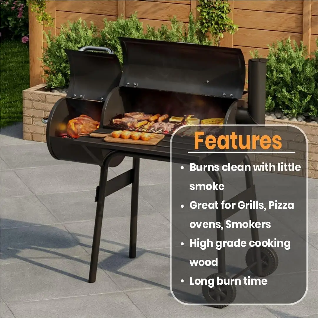 Lenha de Carvalho Secada em Forno para Grelhar e Defumar, 1100 Cu. Lenha de 16-18 polegadas ~8x2.5 polegadas, ideal para lareiras