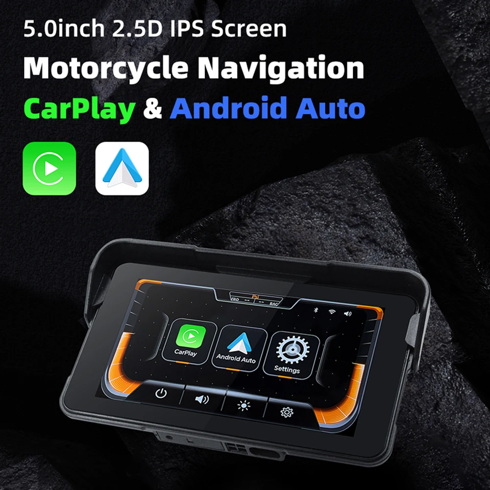 SMART 5.0 inch Wireless CarPlay Moto Android Auto Portable Digital Motorcycle Dashboard GPS Navigation Removable Display Screen