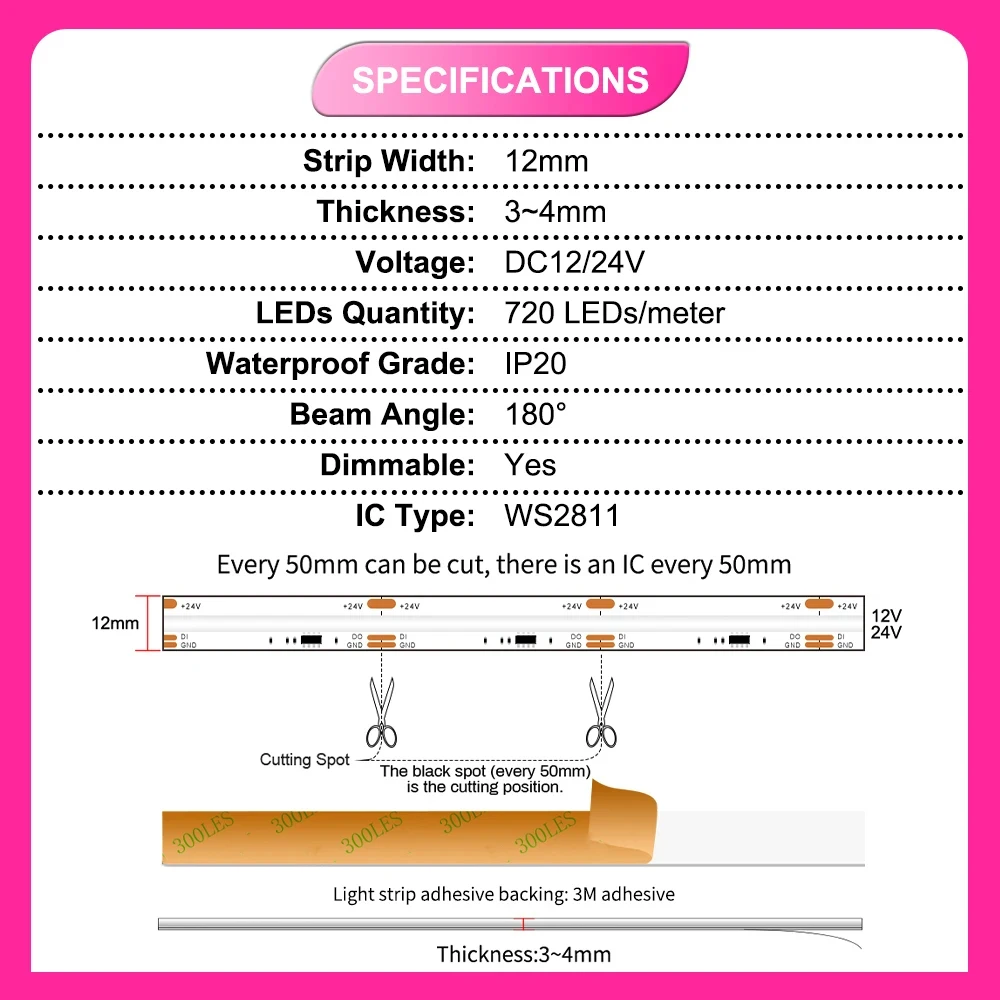 RGB IC LED 스트립 조명, 주소 지정 가능 RGB 테이프, LED 리본, COB LED 스트립, 드림 컬러, 라인 조명, 룸 장식, WS2811