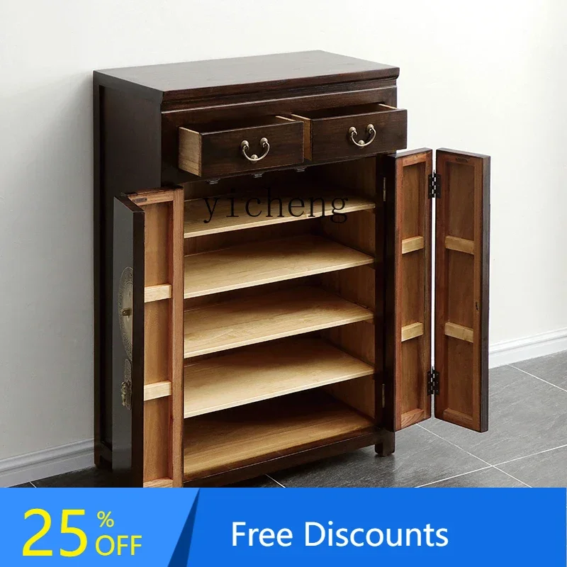 

new Chinese furniture shoe cabinet foyer cabinet solid wood antique entrance locker zen classical