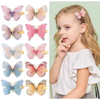 6/10pcs Butterfly Hair Clips Set Sweet Rainbow Hairpins Side Broken Hair Fixed for Women Girl Princess Hair Accessories Headwear