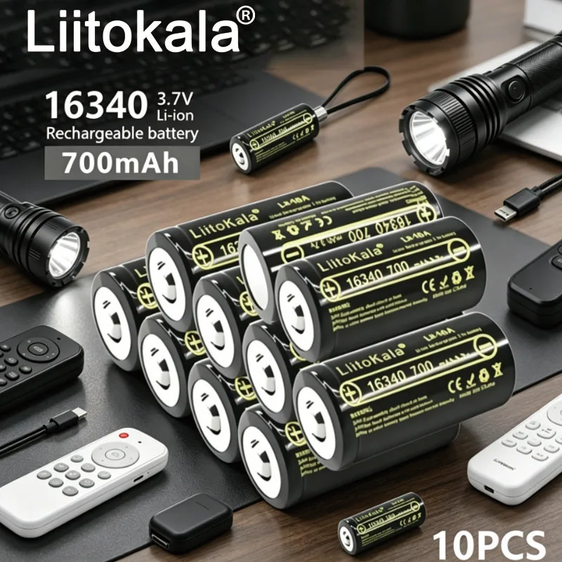 LiitoKala CR123A High-Performance 3V Lithium Battery for Cameras Electric Toys Flashlights Shavers Water Meters - Rechargeable