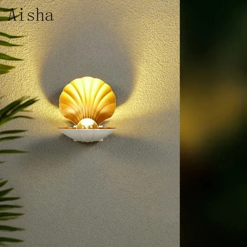 Modern Simplicity Shell Wall Lamps Nordic Entrance Outdoor IP65 Lighting Bedroom Bedside Bathroom Sconces Pastoral Leisure