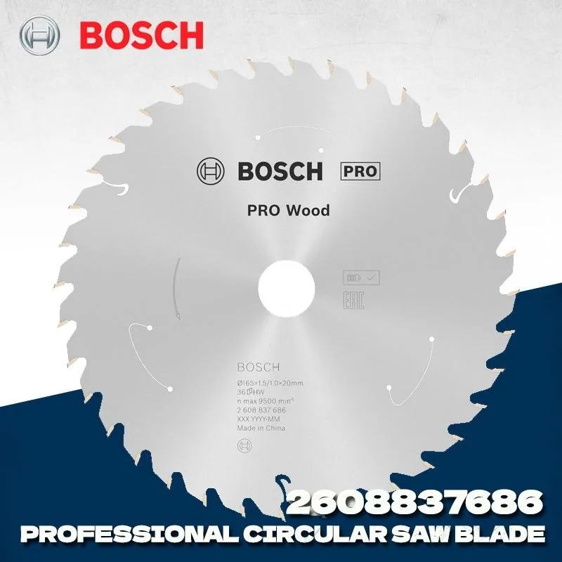 

BOSCH 2608837686 PRO Wood Cordless Circular Saw Blade 165x1.5/1.0x20/16mm T36 Bosch Power Tool Accessories