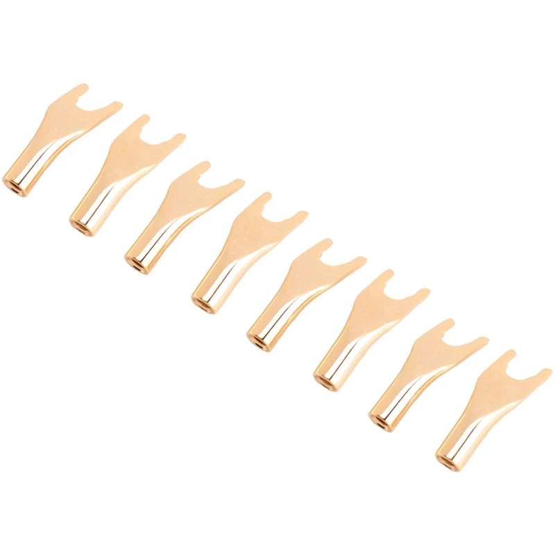 16PCS HIFI Banana Y Spade U/Y Gold Plated Pure Copper Screw Fork Hifi Speaker Spade Connector Plugs-Copper