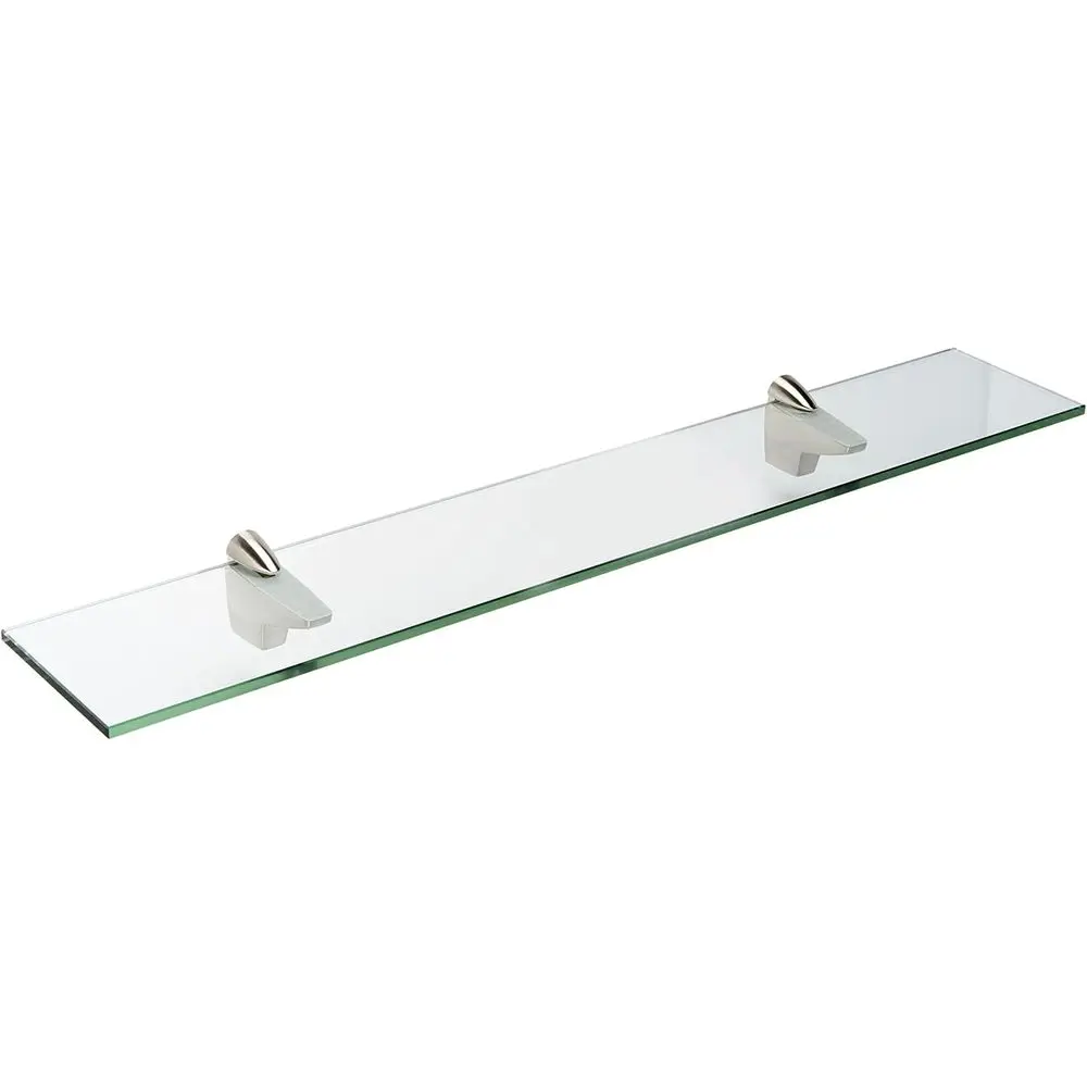

8 x 36 Brushed Steel Framed Glass Shelf with Alcon Glass