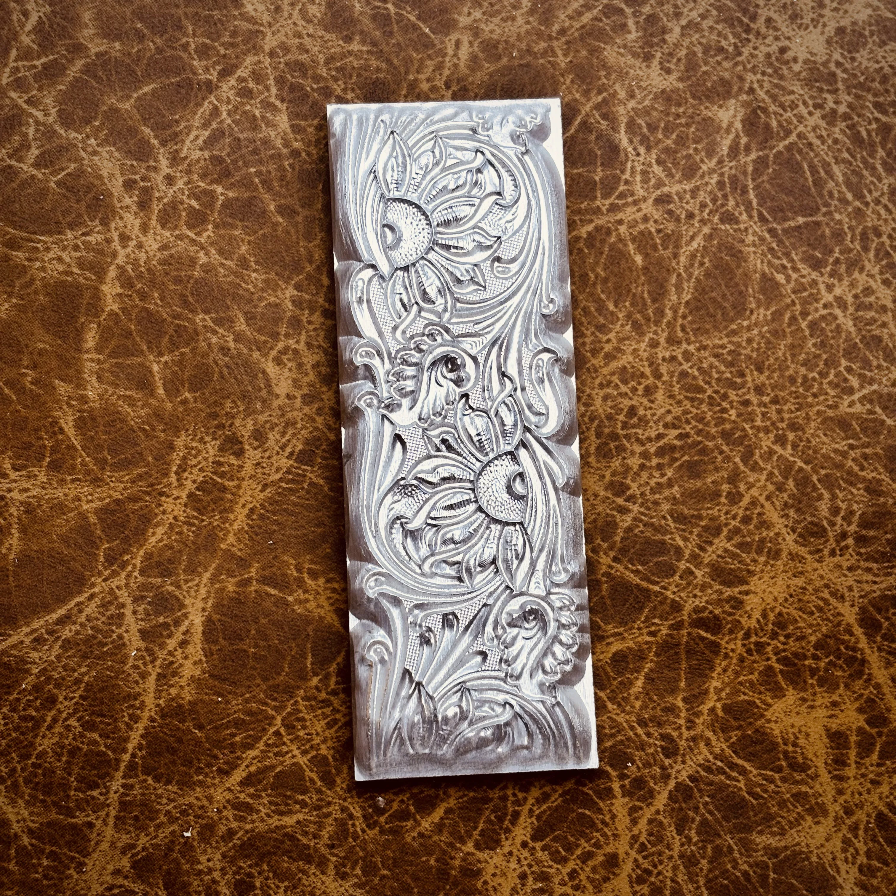3D Sunflower Pattern Leather Embossing Mold Aluminum Alloy Belt Stamp Heat Stamps Leather Craft Tool Carving Hydraulic Pressing