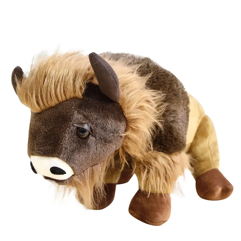 25/35CM Simulated Bison Plush Toy Soft Vivid Wild Yak Stuffed Doll Home Decor Birthday Gift Collection