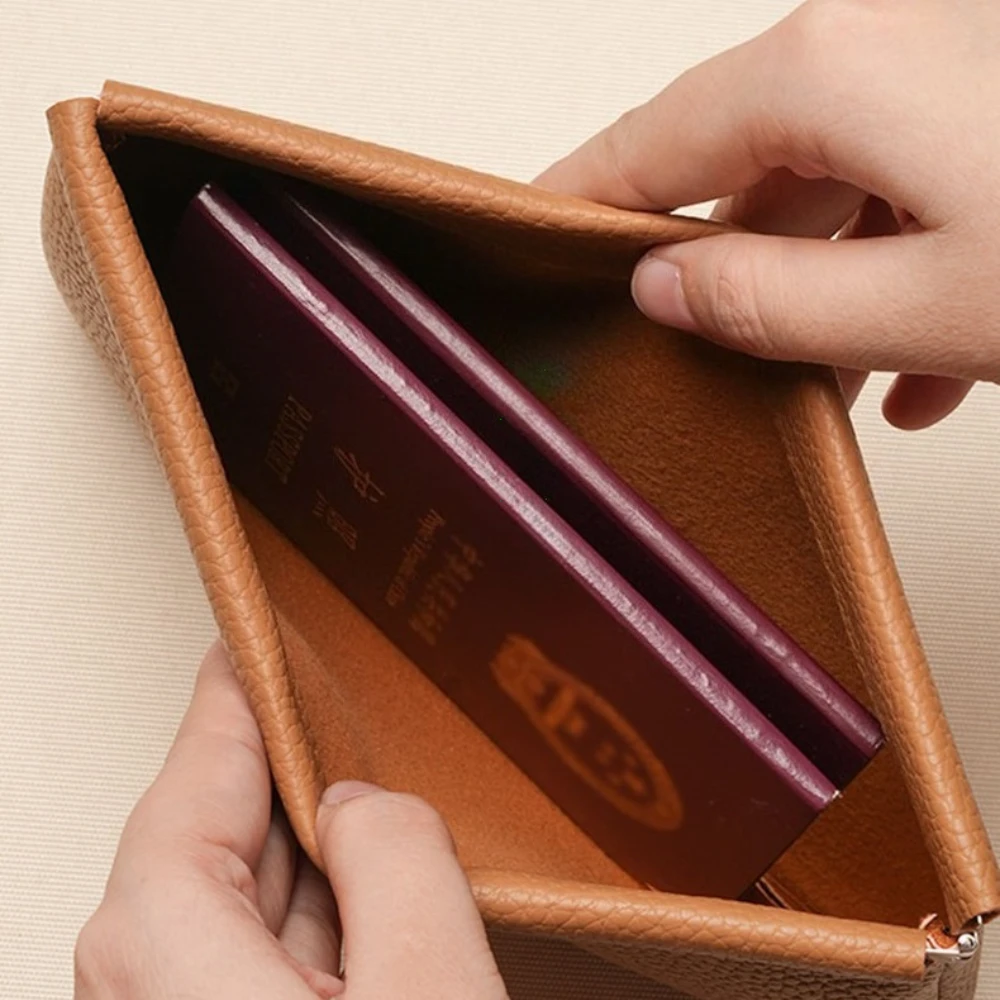 Selbstschließende erste Schicht aus echtem Rindsleder, lange Geldbörse, Reisepass, Führerschein, Dokumentenhalter, Datenkabel, Kosmetiktasche, Aufbewahrung