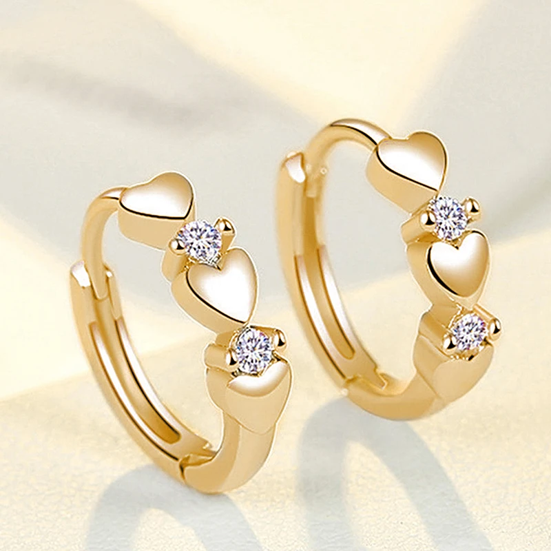 Huitan Dainty Heart Hoop Earrings for Women Little Circle Low-key Exquisite Female Ear Piercing Accessories Gift Teens Jewelry