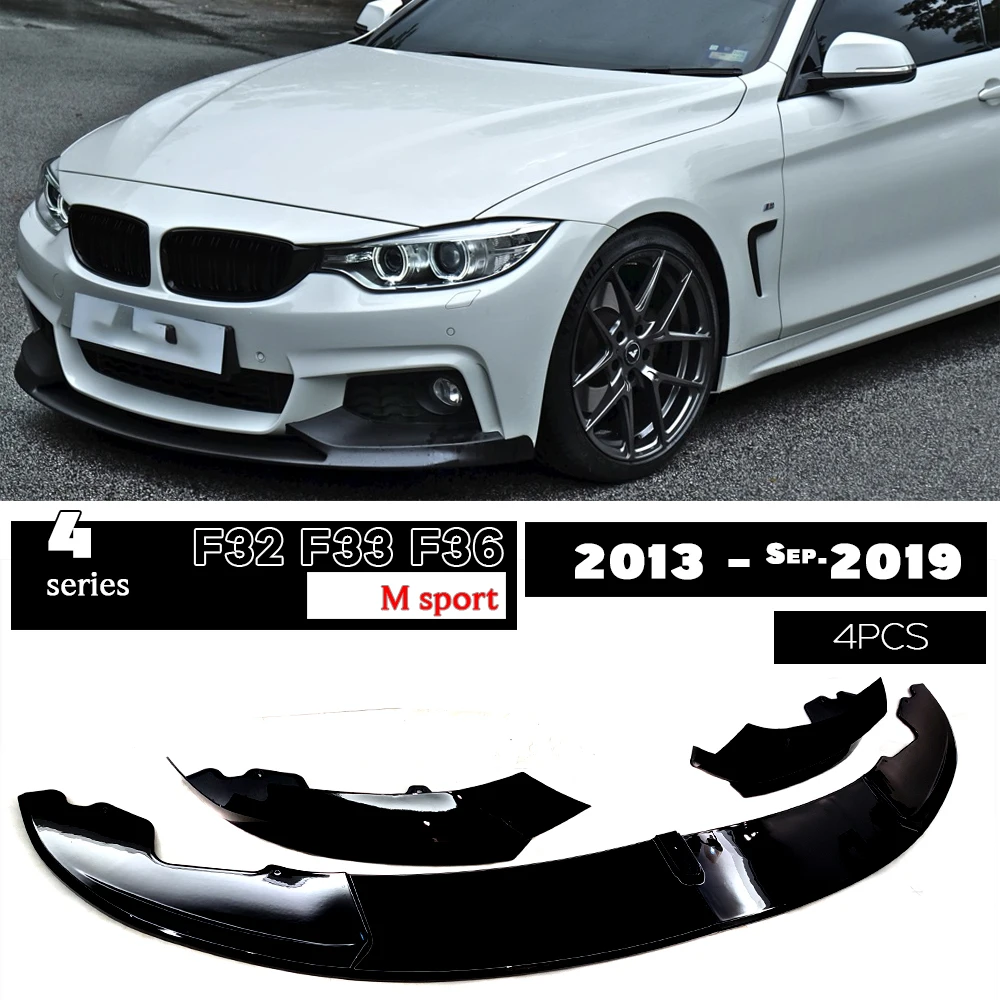 

F32 Black Front Lip 4PCS Carbon Printing Lower Bumper Spoiler for BMW 5 Series F33 F36 2013 - 2020 420i 430i 435i 430d M Sport