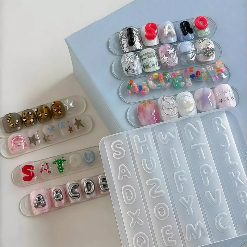 Barocke Herz-Buchstaben-Nummer 3D-Kunst Nageldekoration Silikonform Unverzichtbares Werkzeug für Nagelkünstler – Detail 4
