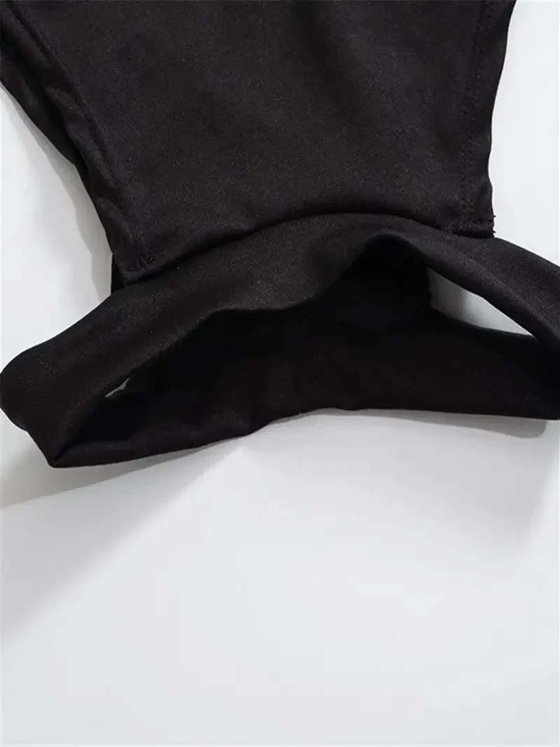 Falda larga para chica, vestido recortado liso con hombros descubiertos, vestido Sexy sin mangas con cuello redondo y muslo dividido, ropa de mujer 2024