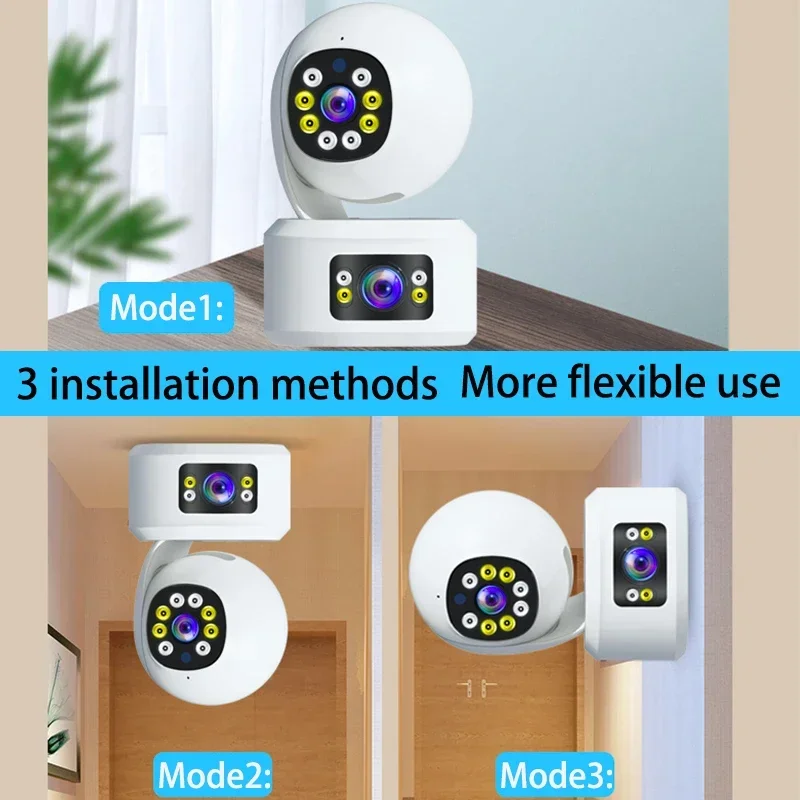 Imagem -05 - Wifi Câmera de Vigilância ip Casa Inteligente Dupla Lente Monitoramento em Dois Sentidos Chamada de Vídeo de Voz Câmera de Segurança sem Fio Visão Noturna 4mp