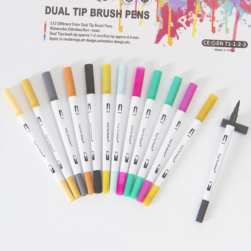 12/24/36/100/120 Colors Dual Brush Markers Pens Colored Pencil Watercolor Art Markers Fineliner Calligraphy Pens Art Supply