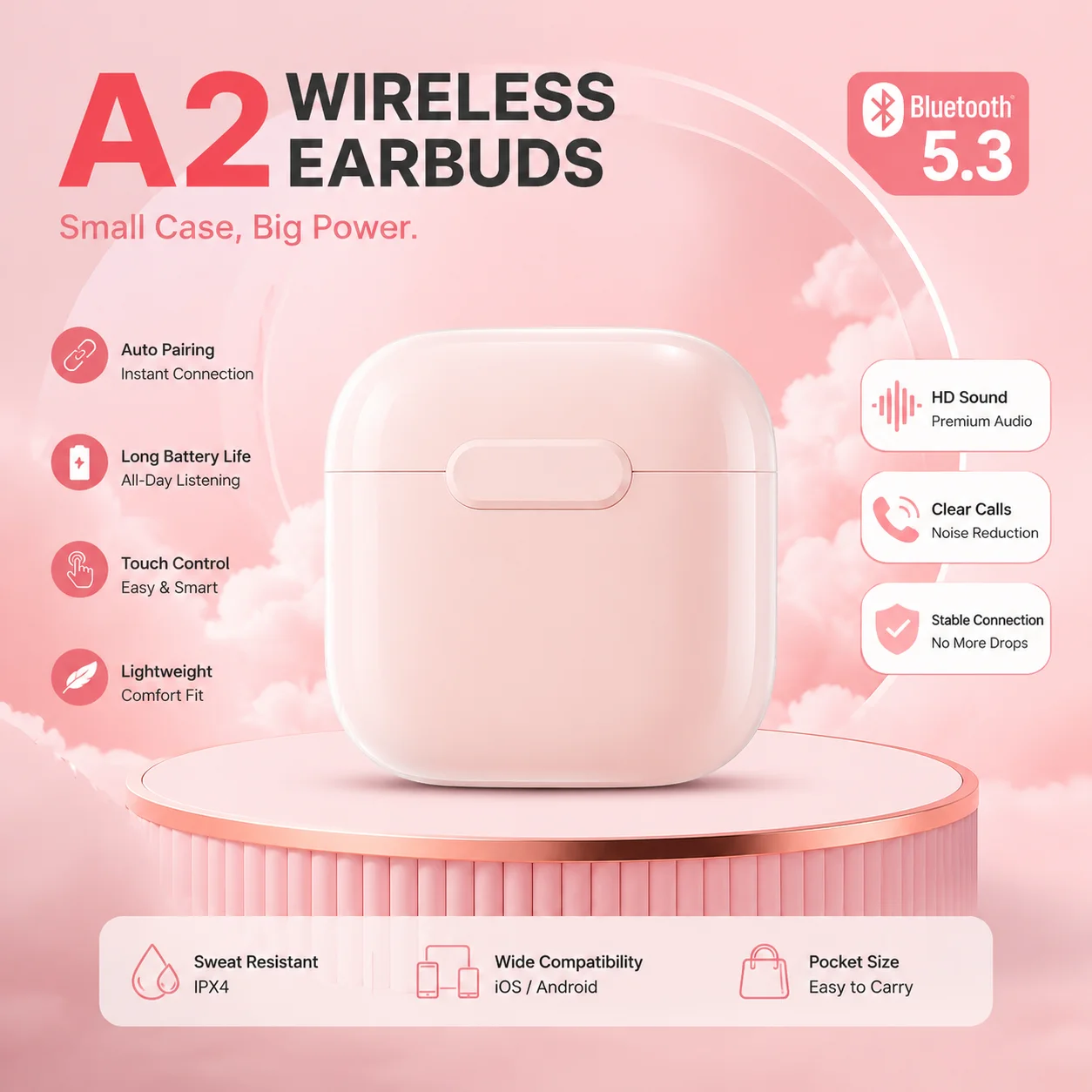 Home Bar Iphone - หูฟังไร้สายบลูทูธ 5.3 TWS หูฟังสเตอริโอเบส หูฟังควบคุมด้วยระบบสัมผัส พร้อมระบบตัดเสียงรบกวน
