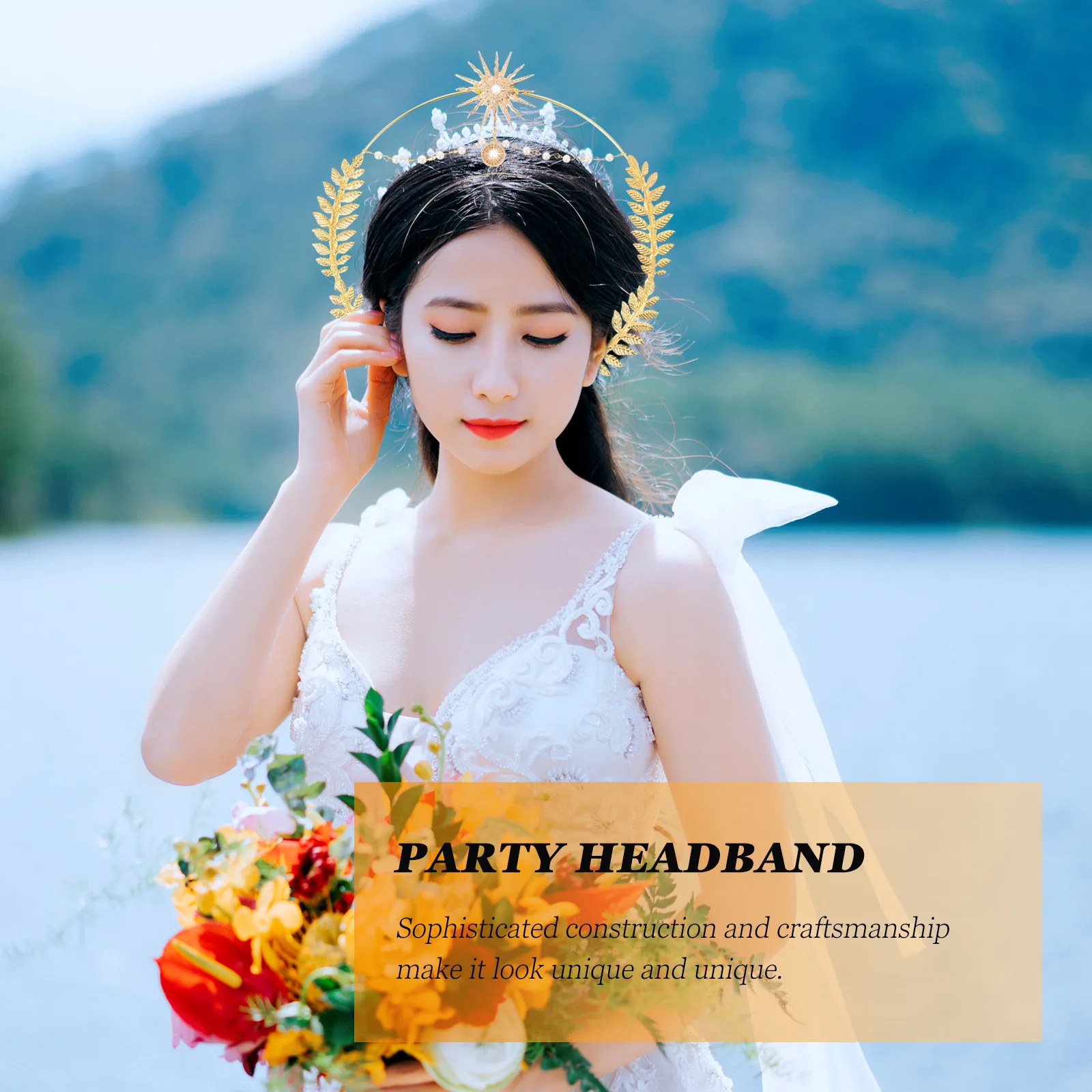 

Elegant Gold Hairband Zinc Alloy Creative Holy Virgin Headband Party Photo Prop Chic Hair Accessory Delicate Festival
