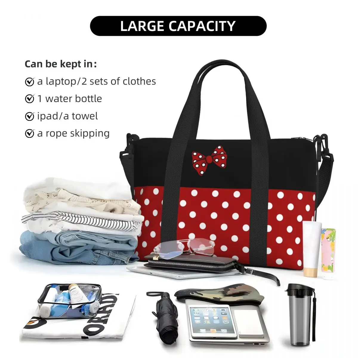 Bolso de compras personalizado para mujer, bolsa de mano de gran capacidad con dibujos animados de Mickey, Minnie Mouse, personajes de comestibles, para playa, gimnasio y viaje