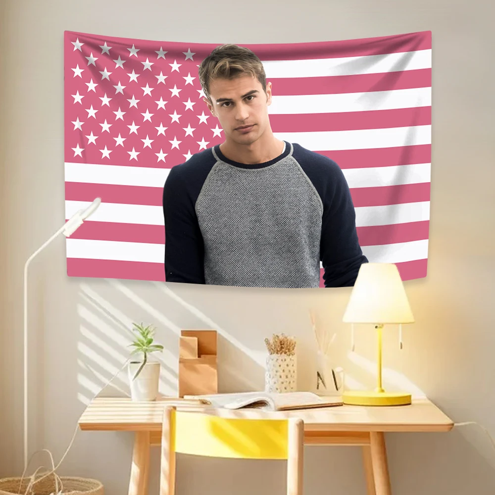 British Actor Tapestry Theo James American Flag Home Decor Wall Hanging Covering Cloth Bedroom Dorm Background Fans Gift