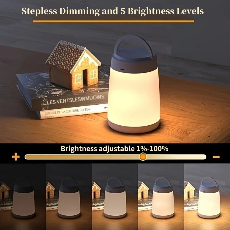 Bedside lamp, night light with timer function, USB rechargeable desk lamp with remote control, infinitely dimmable LED light.