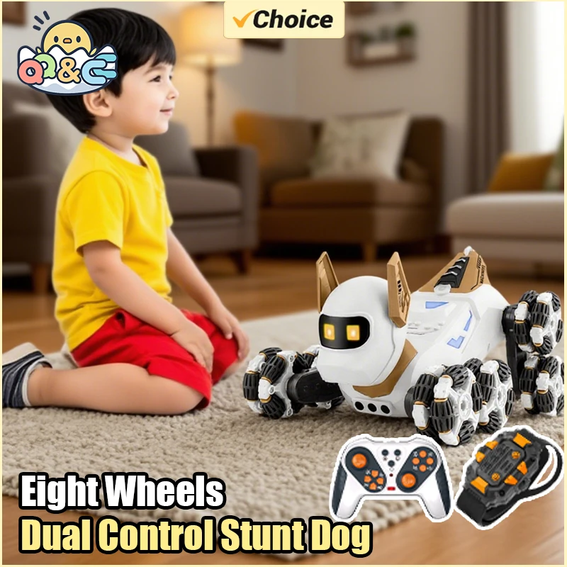 

Восемь колес, трюк, радиоуправляемый робот, игрушечный автомобиль для собак, 2,4G, радиоприемник с дистанционным управлением, автомобиль с музыкальным распылением, электрическая игрушка для мальчиков, подарок для детей