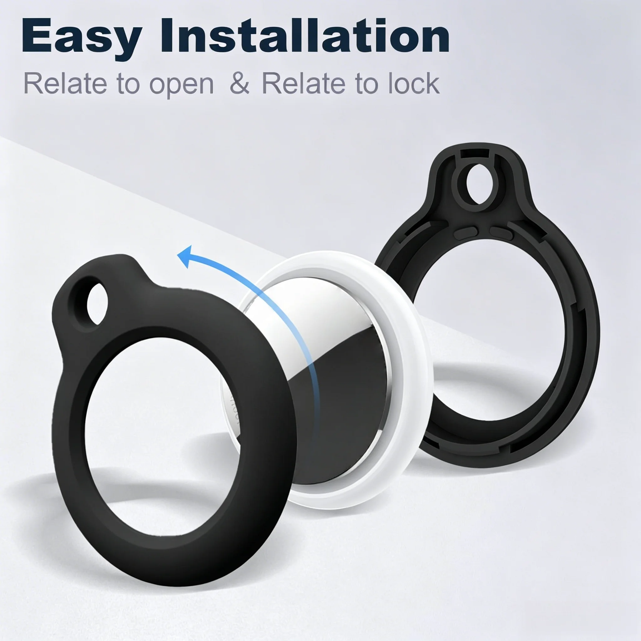 GITFOS Hard PC Rotating Protective Case for Apple AirTag, Signal-Friendly Anti-Loss Keychain Case Available in Multiple Colors