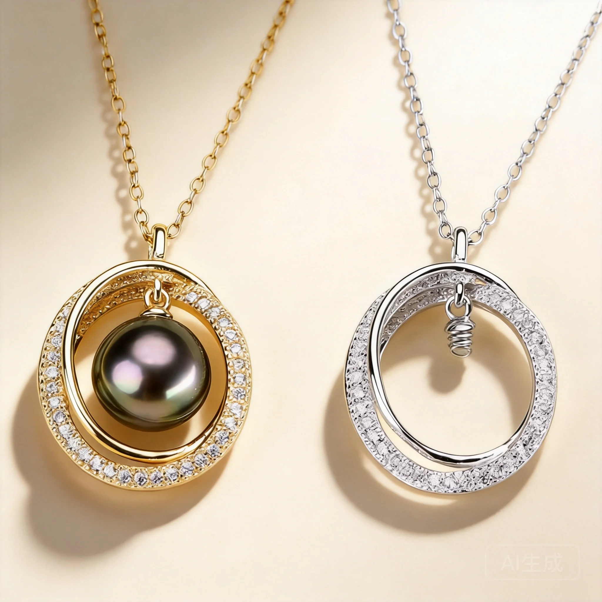 Chinese Style Lucky Blessing S925 Sterling Silver Sparkling Zircon Inlaid Double Circle Empty Pearl Pendant Mounting Diy Jewelry