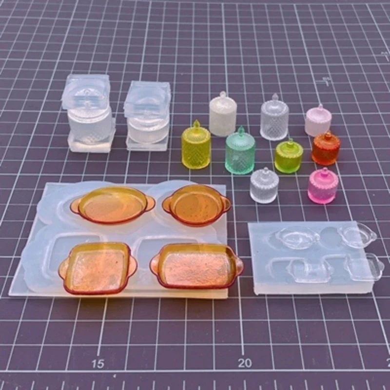 Miniaturowe jedzenie cukierki herbatniki na stolarce Pot Mold Mini deser taca płyta żywica Uv formy silikonowe formy