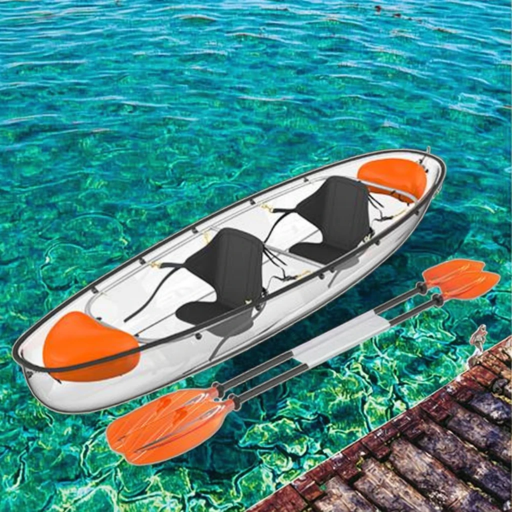 High Quality Transparent 2-Person Ka Polyethylene Hull Material Crystal Boat for Water Play Single Ka for Resort Tourist