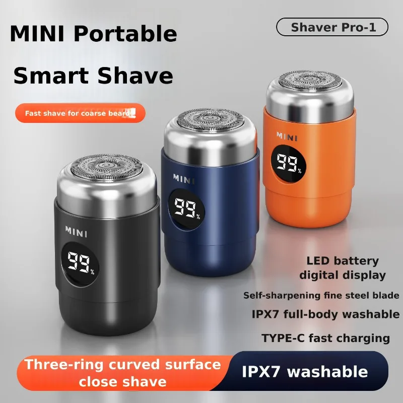 Electric Shaver for Men Portable Whole Body Washable Compact Beard Razor Male Travel Daily Facial Hair Grooming Accessory