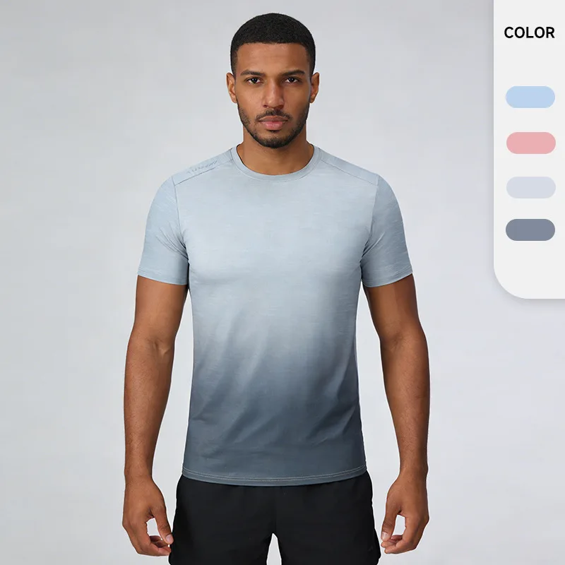 

Мужская спортивная одежда: футболка с коротким рукавом, быстросохнущая, дышащая, для бега и тренировок на открытом воздухе, летняя новинка, спортивная одежда.