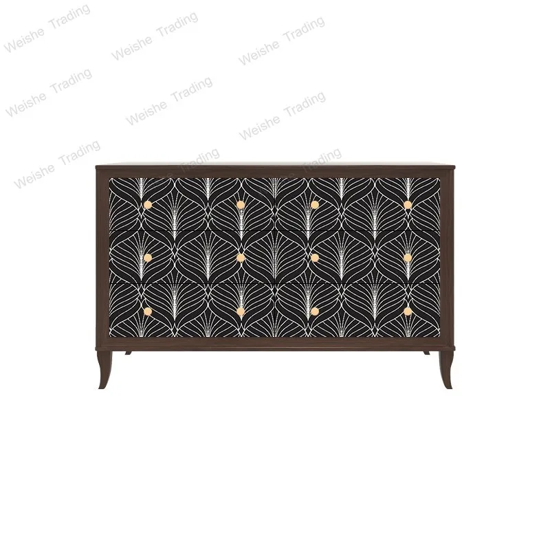 American retro solid wood bedroom locker decoration living room entrance wall storage cabinet
