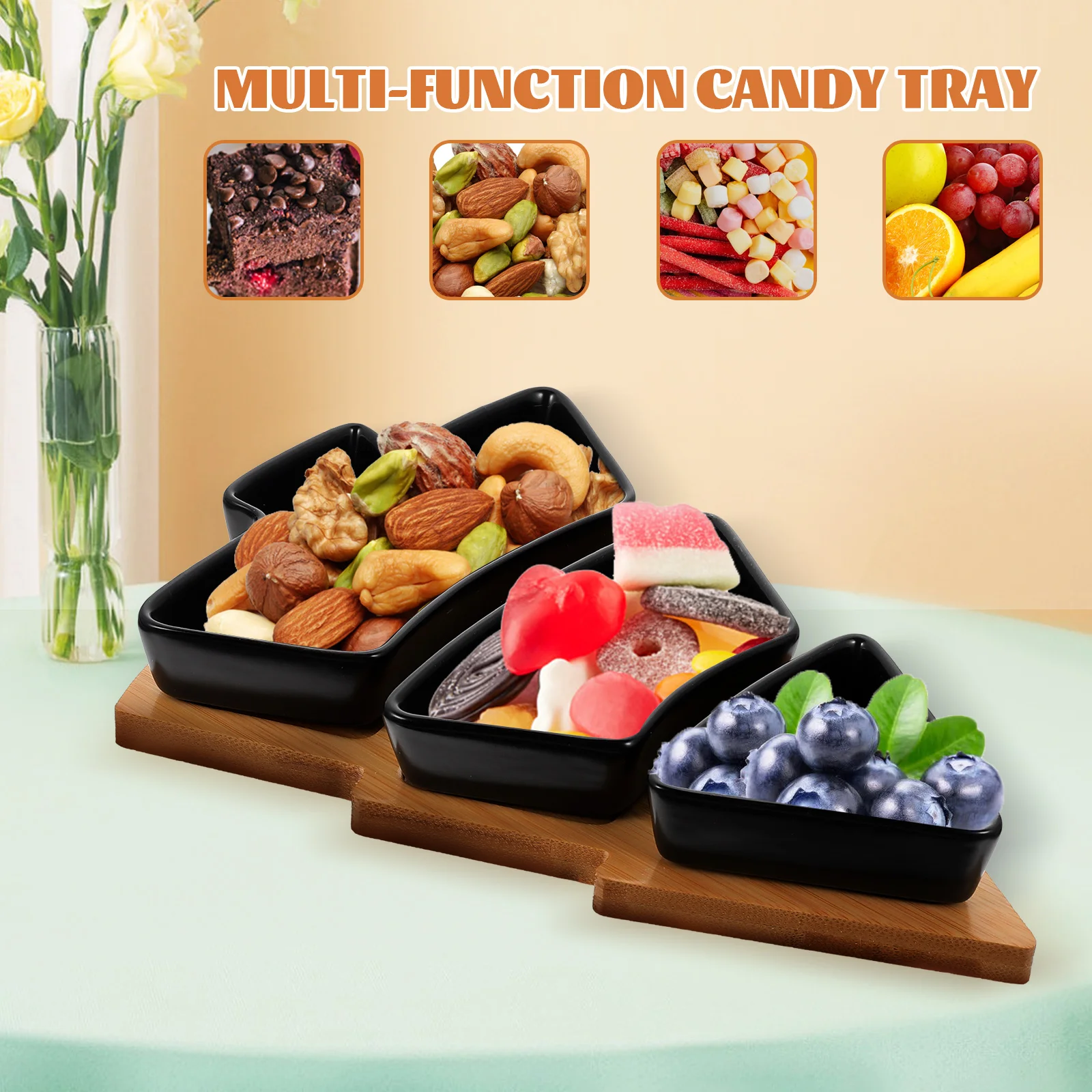 Christmas Dry Fruit Tray Convenient Snack Wear-resistant Candy Tabletop Plate Box