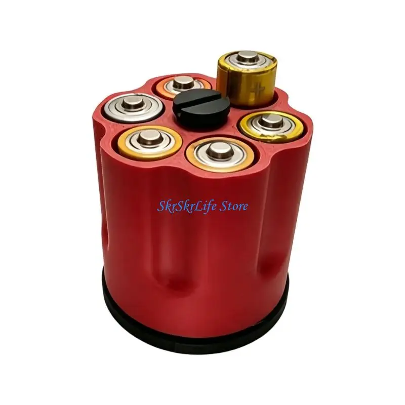 E65E Rotating Battery Storage Box With Spinner Function Holds 6Pcs D Batteries And Double As Fidgets Toy For Stress Relief