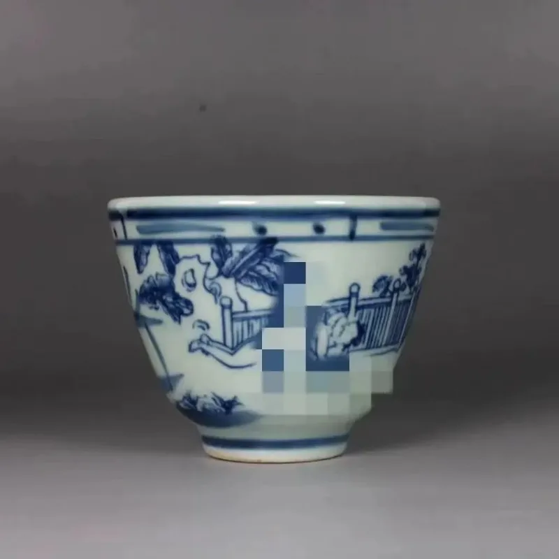 Qing Dynasty Antique Woman And Man Porcelain Cups Beautiful Tea Set Blue And White Teaware Tea Bowl for Tea Ceremony Teacup