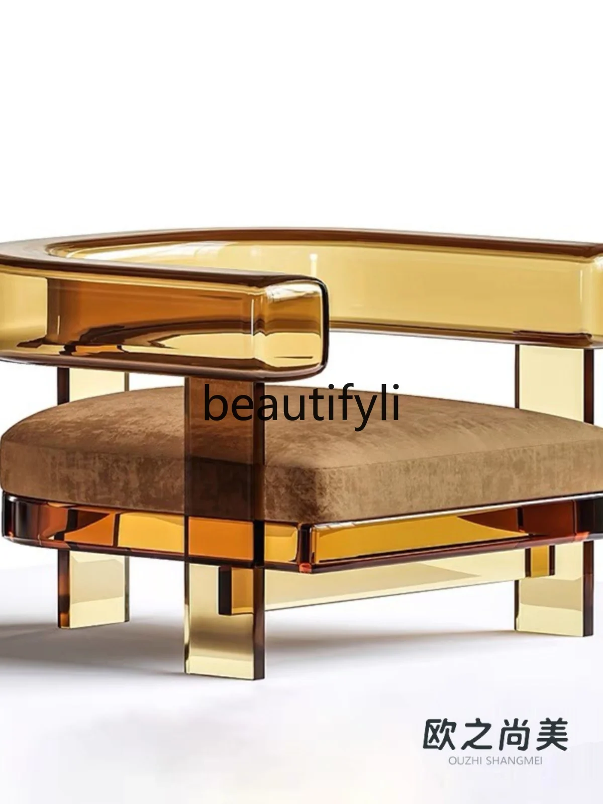 Modern minimalist designer acrylic leisure chair French American light luxury retro single sofa