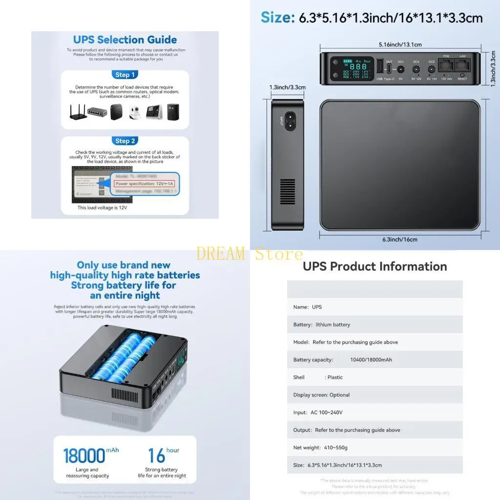 

5V 9V 12V UPS Power Supply Backup Uninterruptible Power Supply for Routers Black best sale