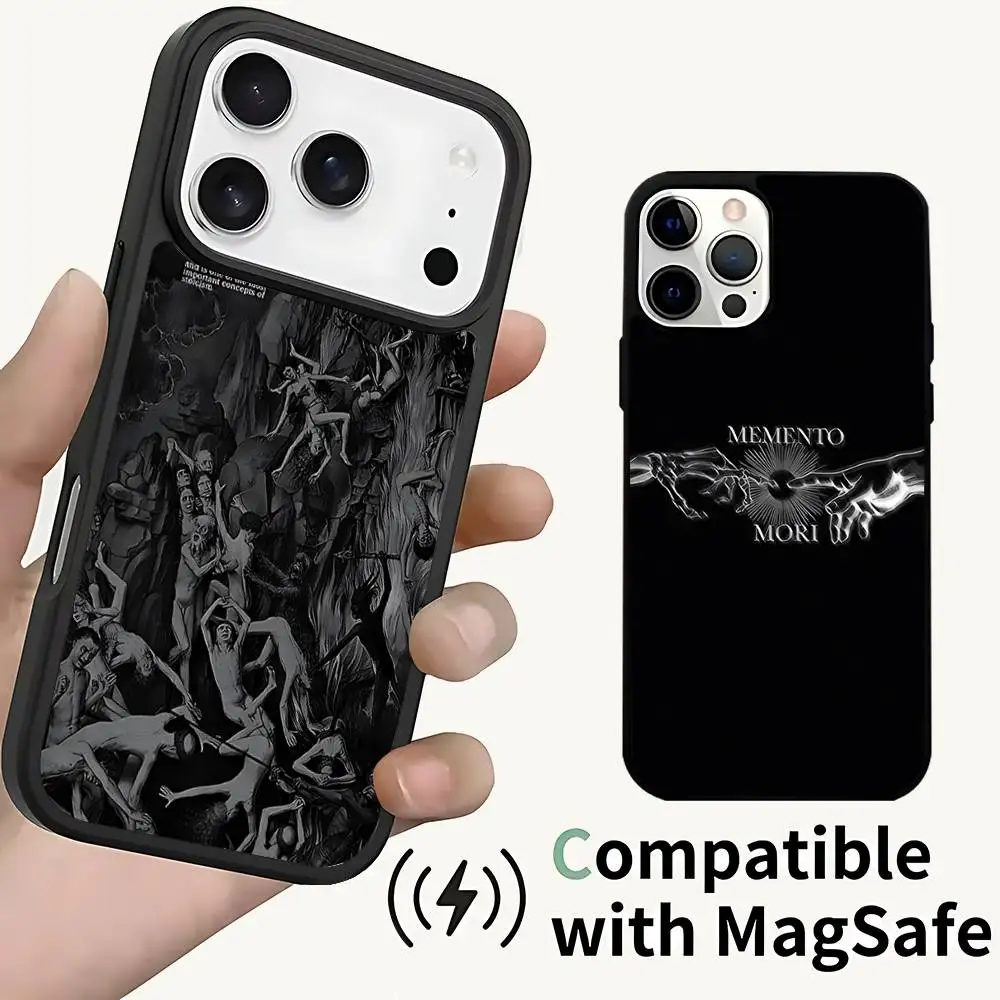 

M-Memento Mori Phone Case For iPhone 17,16,15,14,13,12,11,Pro,Max,Plus,Mini,SE4,E Magnetic Magsafe Wireless Charging
