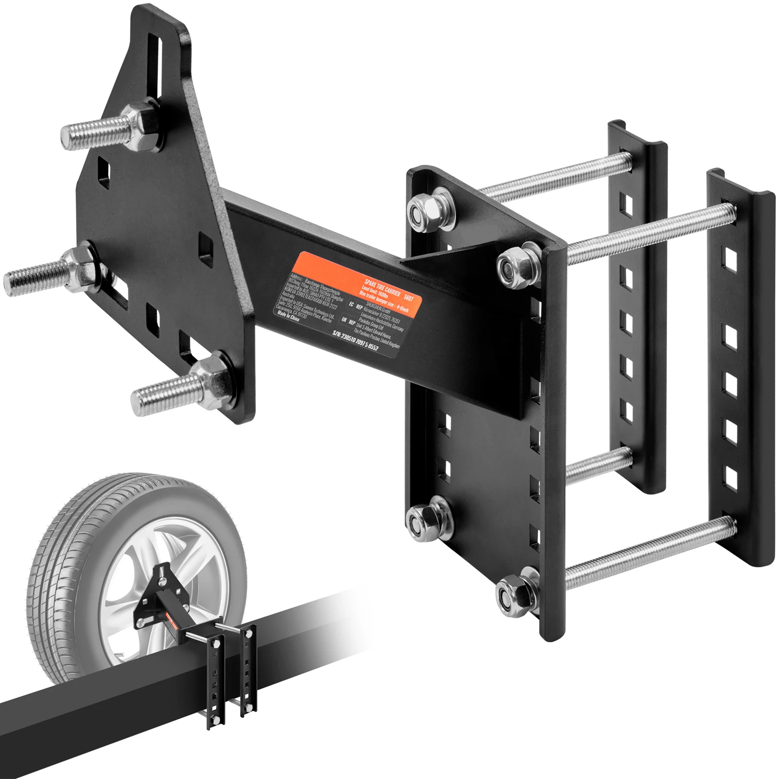 SucceBuy 160 lbs Spare Tire Carrier with Mounting Screws Bracket Lugs On Bolt Patterns Tire Mount Wheel Holder for Trailers RV