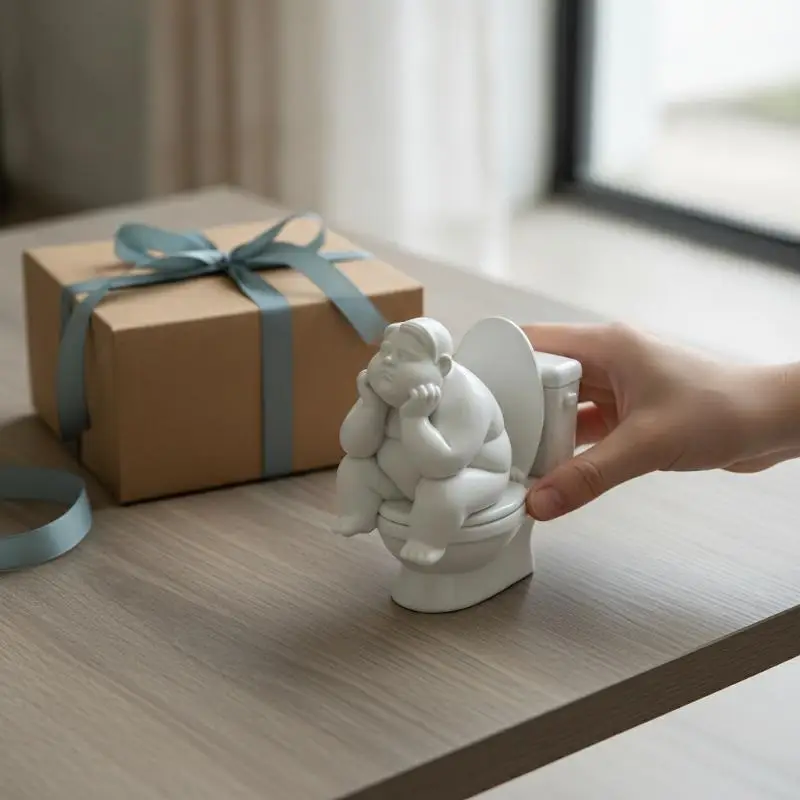 Toilet Thinker Statue Funny Resin Figurine Creative Desk Ornament Unique Art Sculpture Home Tabletop Decor For Holiday Gift