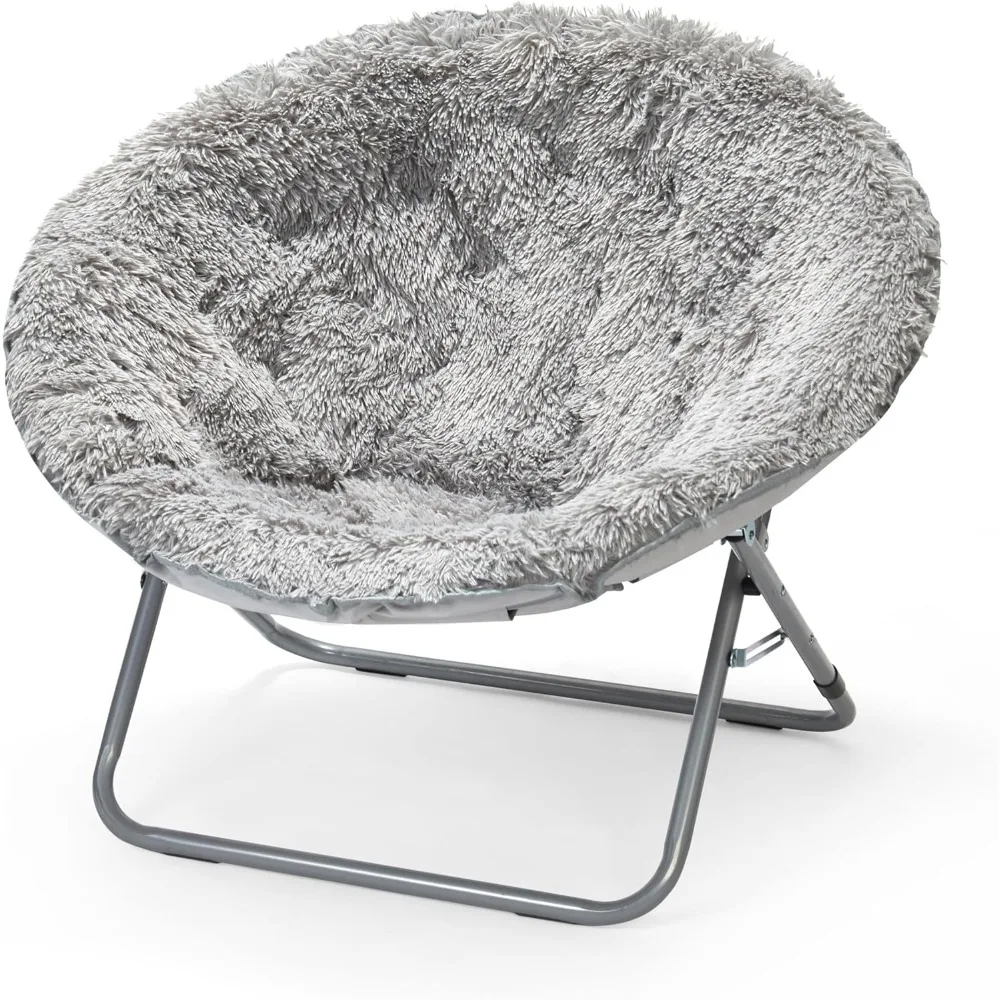 

Oversized Mongolian Faux Fur Saucer Chair, Silver