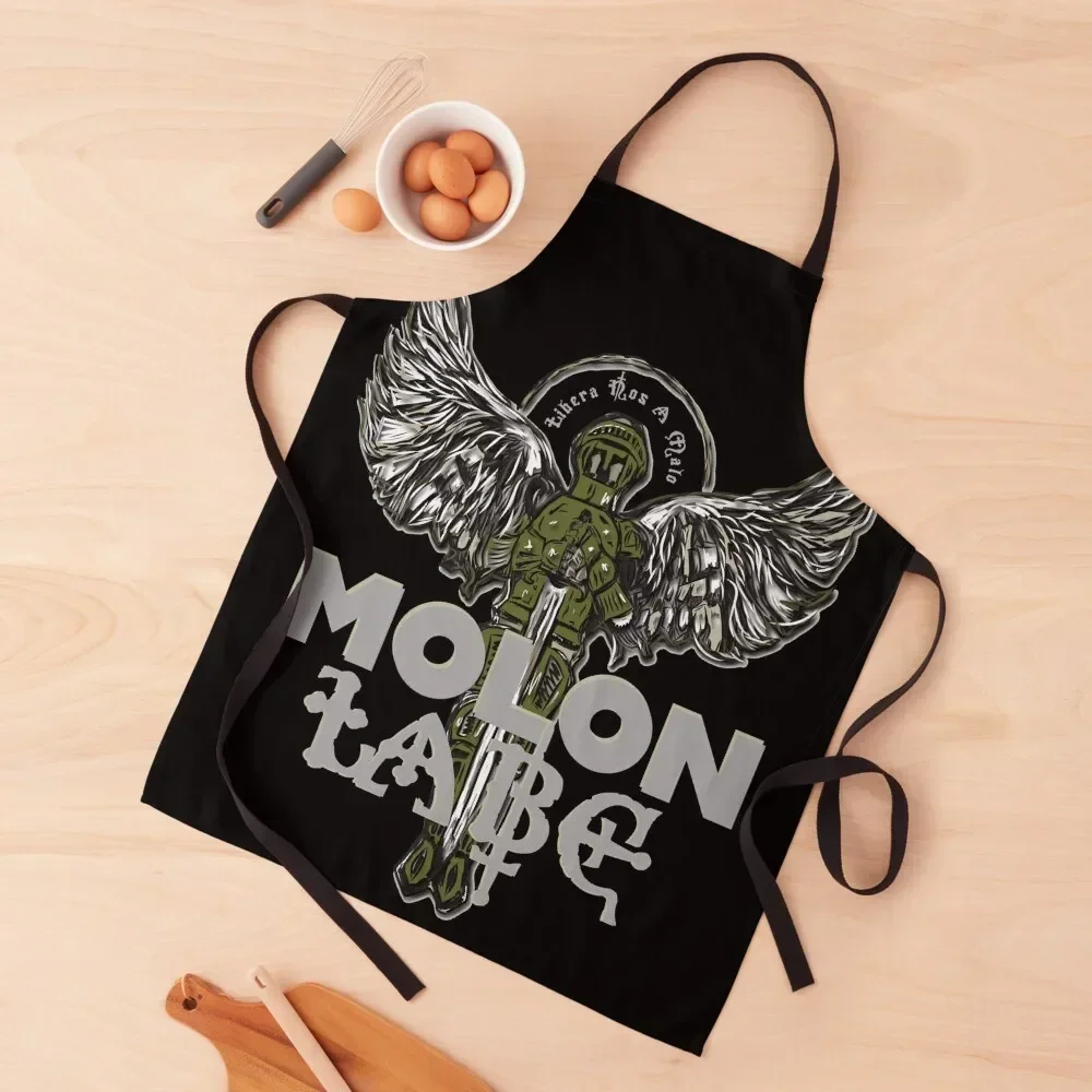 Molon Labe- Libera Nos A Malo - Light Grey Font for Dark coloured items! Apron waiter Women's Kitchen Apron