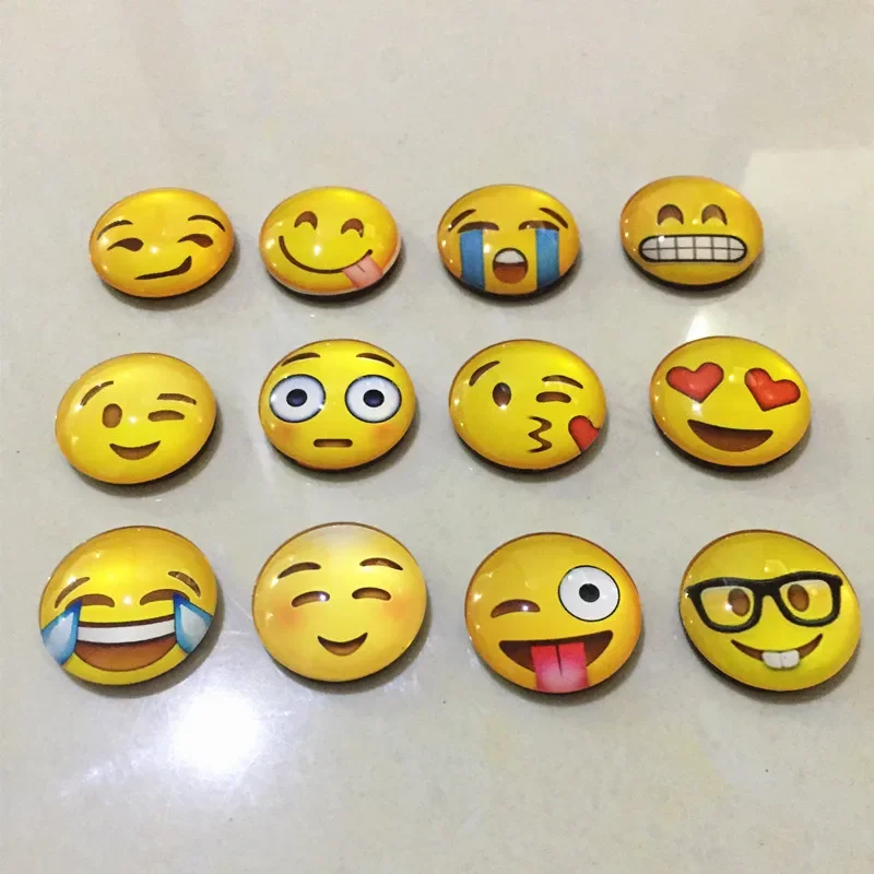 PYLV 12Pcs Glass Smiling Face Fridge Magnet Personality Refrigerator Magnetic Whiteboard Photo Message Board Sticker Home Decor