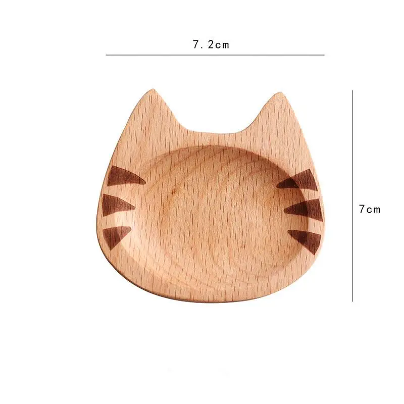 Wooden Flavoring Sushi Mustard Plate Soy Tray Mini Cat Shape Dish Japanese Style Cartoon Sauce Dish Creative