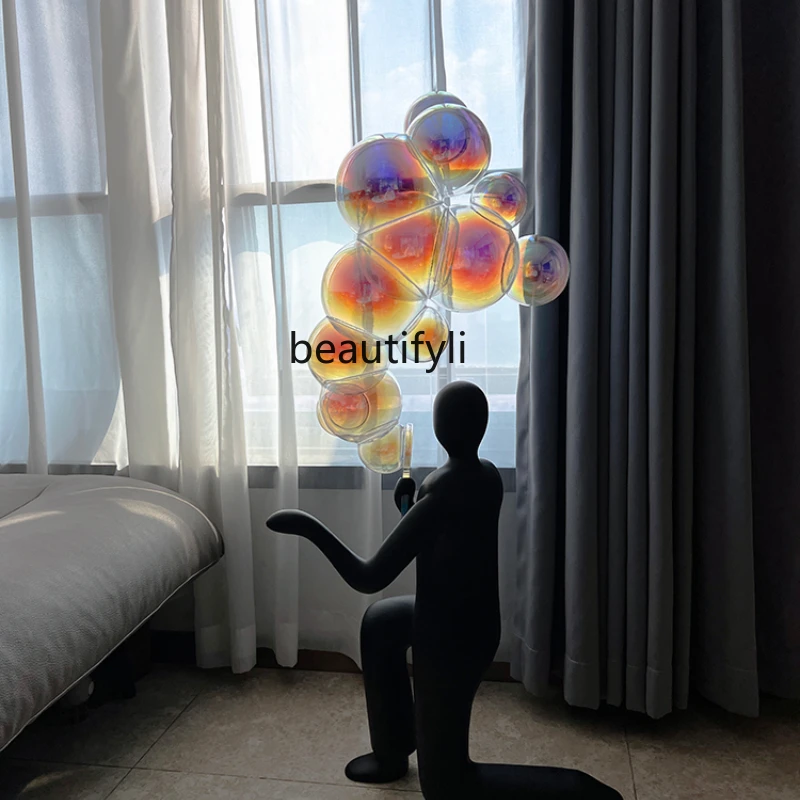 

CXH Bubble Blowing Character Abstract Sculpture Floor Ornaments Model Room Living Room High-End Cartoon Soft Furnishings