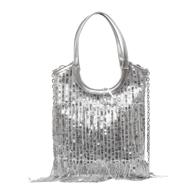 Super Cool Tassel Chains Square Shoulder and Crossbody Bags Hasp Sequined Exquisite Shine Party Handbags for Women 2024 Hot Sale