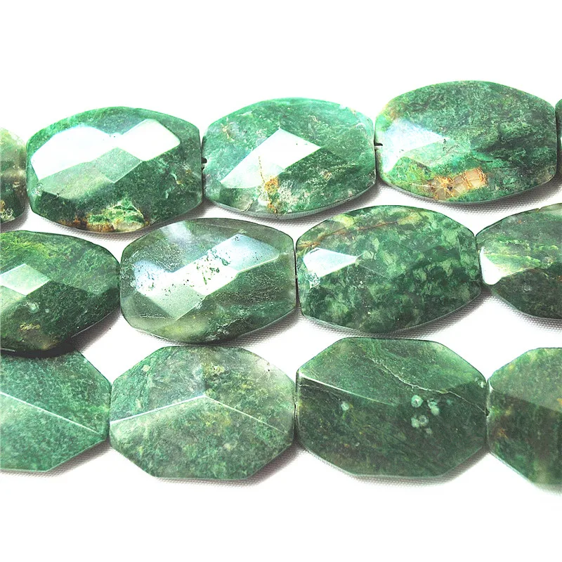1 String Nature Green jASPER STONE FACETED SURFACE 25X35MM 30X40MM DIY JEWELRY ACCESSORIES
