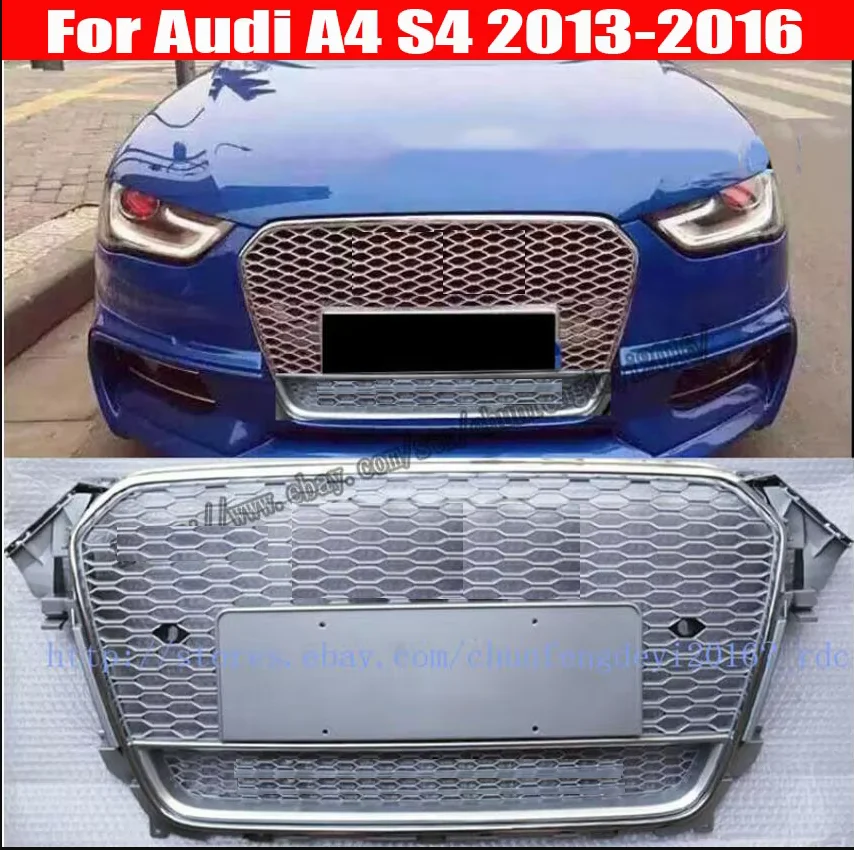 For Audi A4 S4 B8 B8.5 B9 2009 10 11 2012 2013 14 2015 2016 17 18 19 RS4 style Honeycomb Front Sport Mesh Honeycomb Grill Black