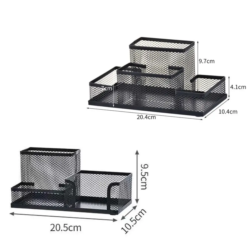 New 3/4 Grids Table Organiser Office Desk Top Storage Box Black Mesh Pen Holder File Storage Rack Metal Pen Holder
