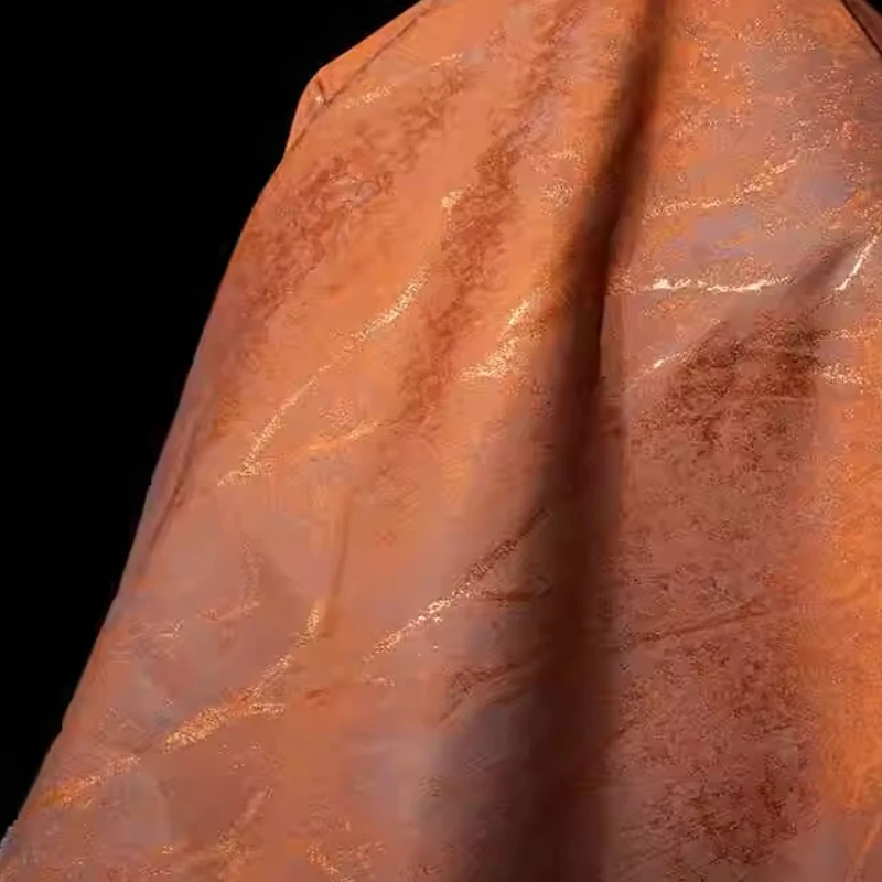 

Red Brown Plum Blossom Jacquard Fabric Metallic Sheen Gradient Chinese Style Dress Coat Designer Textured Clothing Material